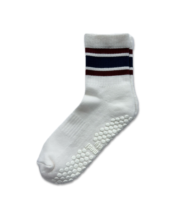 Americana Crew Grip Sock - Inferno Red and Mystic Navy