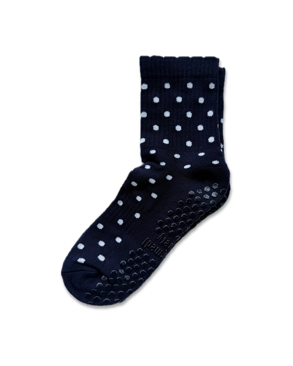 Scalloped Edge Crew Grip - Mystic Navy Polka Dot